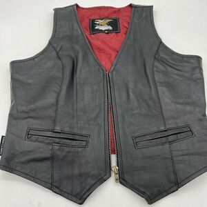 Jamin Leather Black Cycle Vest Women’s Medium Front Zipper Pockets Lined Biker